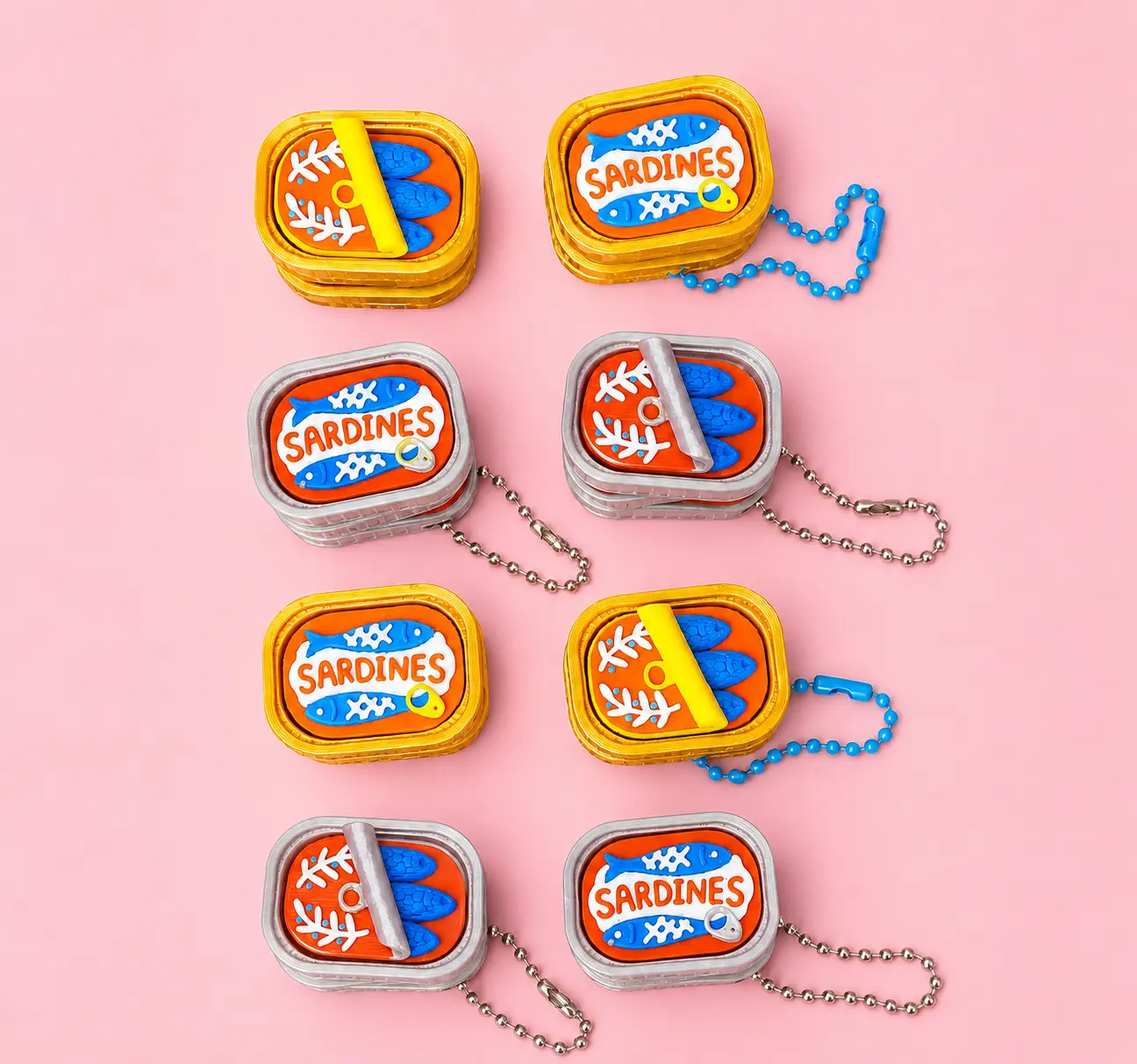 3D Printer Artisanal Satisfying Mini Sardines Fidget Clicker Keychain - Cute, Stylish, Graphic Retro Fish EDC Compact Charm, Kawaii Accessories for Fashion & Costume Jewelry, Car Keys