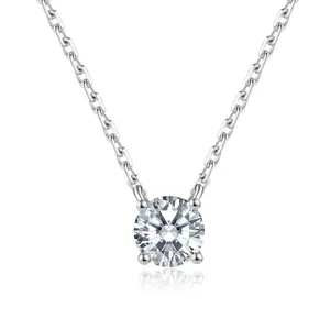 0.5ct 18K White Gold 4-Prong Setting Round Brilliant Cut Lab-Grown Solitaire Necklace MDL0336