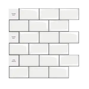 10-Sheet Peel Stick Mosaic Tiles Stick on Tiles Backsplash for Kitchen & Bathroom in White Easy Installation Decorative Wall Tiles