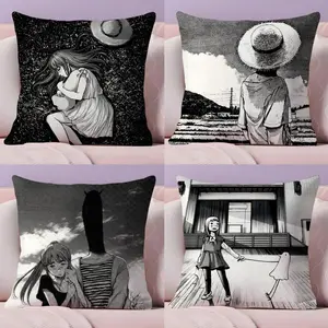 G-Goodnight P-Punpun Cushion Cover Soft Short Plush Fabric Double-Sided Print Organic Breathable Sofa Pillow Case, Home Machine Washable in Perfect for Home Decor Warm Winter Home Child Gift