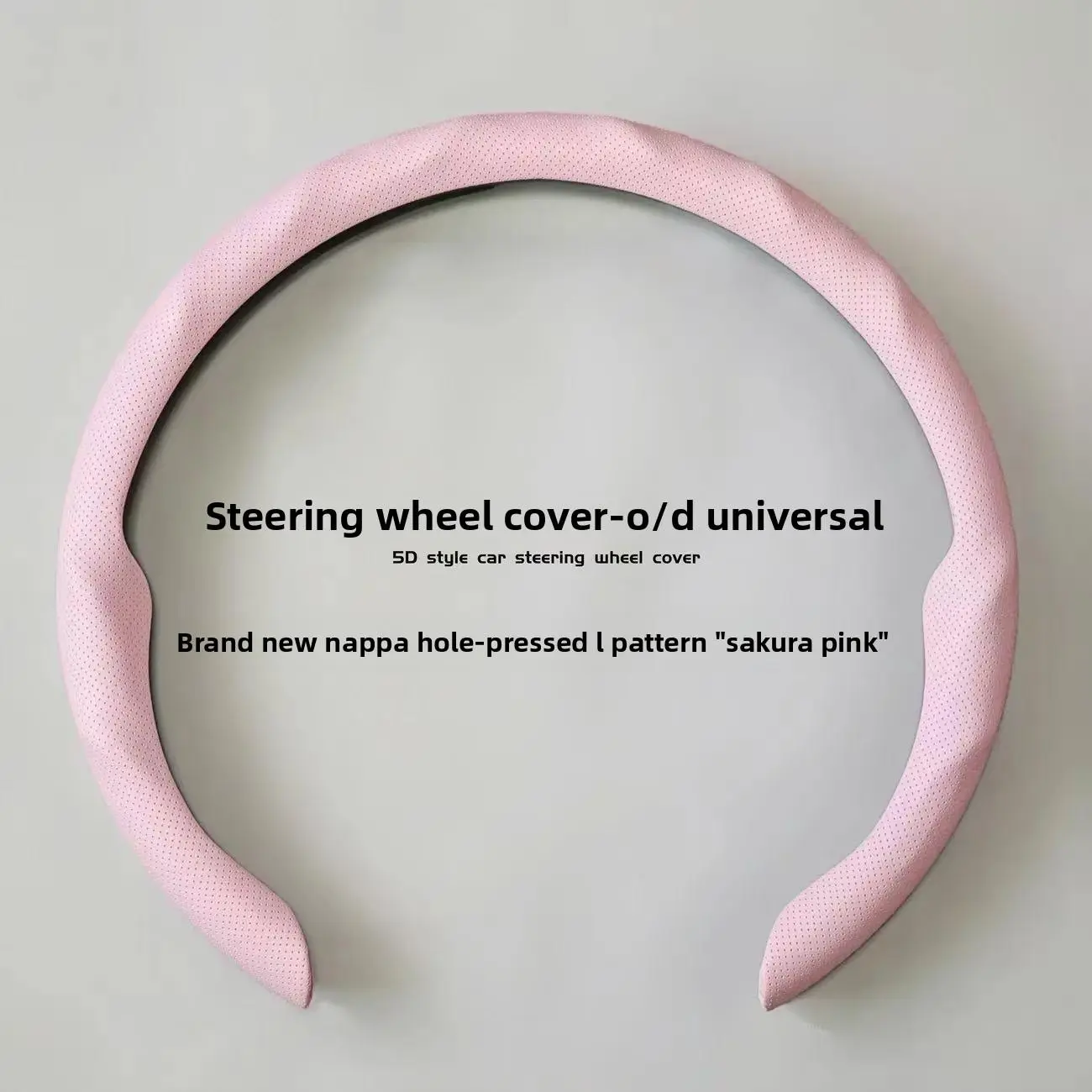 Genuine Nappa Leather Car Steering Wheel Cover & Handrest Cover - Perforated, Breathable, Non-Slip, All-Season Safe, 1-Piece Stylish Automotive Car Steering Wheel Insert Accessories (Pink)