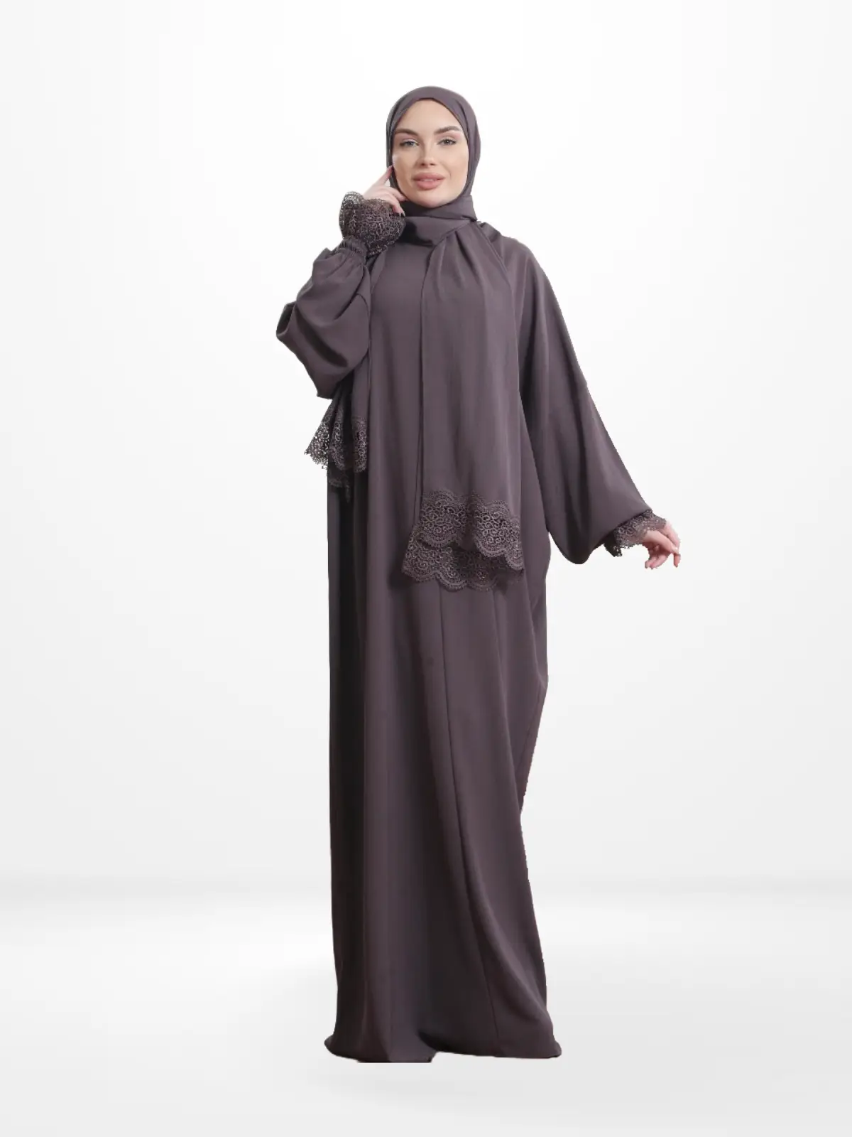 One-Piece Prayer Set Dress & Abaya with attached Hijab - Crepe daily wear
