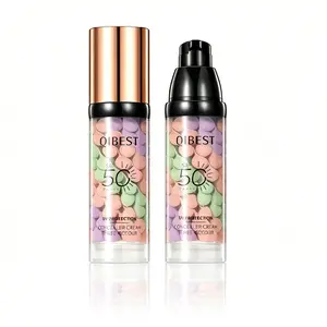 Three-Color Protective Isolation Cream SPF50 PA+++, Color Correcting Brightening Primer & Makeup Base, Oil Control, Hydrating, Waterproof & Sweatproof, Purple Pink Green Tones
