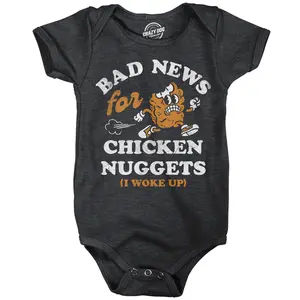 Bad News For Chicken Nuggets Baby Bodysuit Funny Sarcastic Graphic Novelty Jumper For Infants Funny Baby Onesies Funny Food Onesie Novelty Onesie Black -