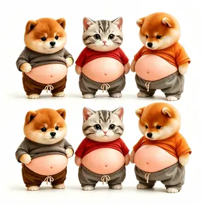 6PCS Adorable Shiba Inus Funny Fat Belly Door Stops - Stress Relief Fidget Toys, ADHD Support, Hilariously Cute Anti-Collision Desk Ornament, Soft Wall Protector for Home & Office