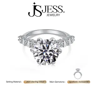 【#117】Happy Returns 2ct/3ct/5ct Round Cut Synthetic Moissantie Ring with 6-Prong Setting S925 Sterling Silver Jewelry Engagement Promise for Women
