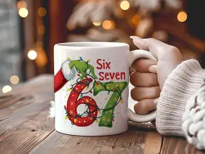 Grinchhh Christmas Mug, Six Seven Meme Holiday Mug