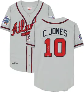 Chipper Jones Atlanta Braves Autographed Gray 1999 World Series Patch Mitchell & Ness Authentic Jersey - Fanatics Authentic Certified