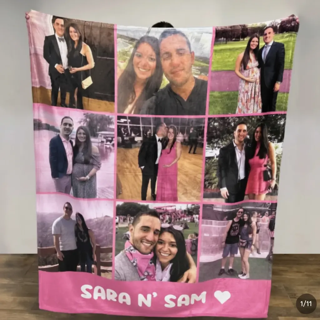 Custom Photo Collage Blanket  Name Banner Throw!