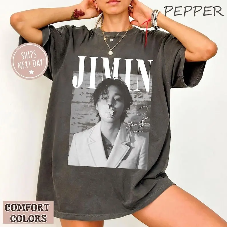 Comfort Colors Vintage Jimin Shirt, Unisex Shirt Gift for Men and Women,Korean Idol Fan Art T-Shirt1