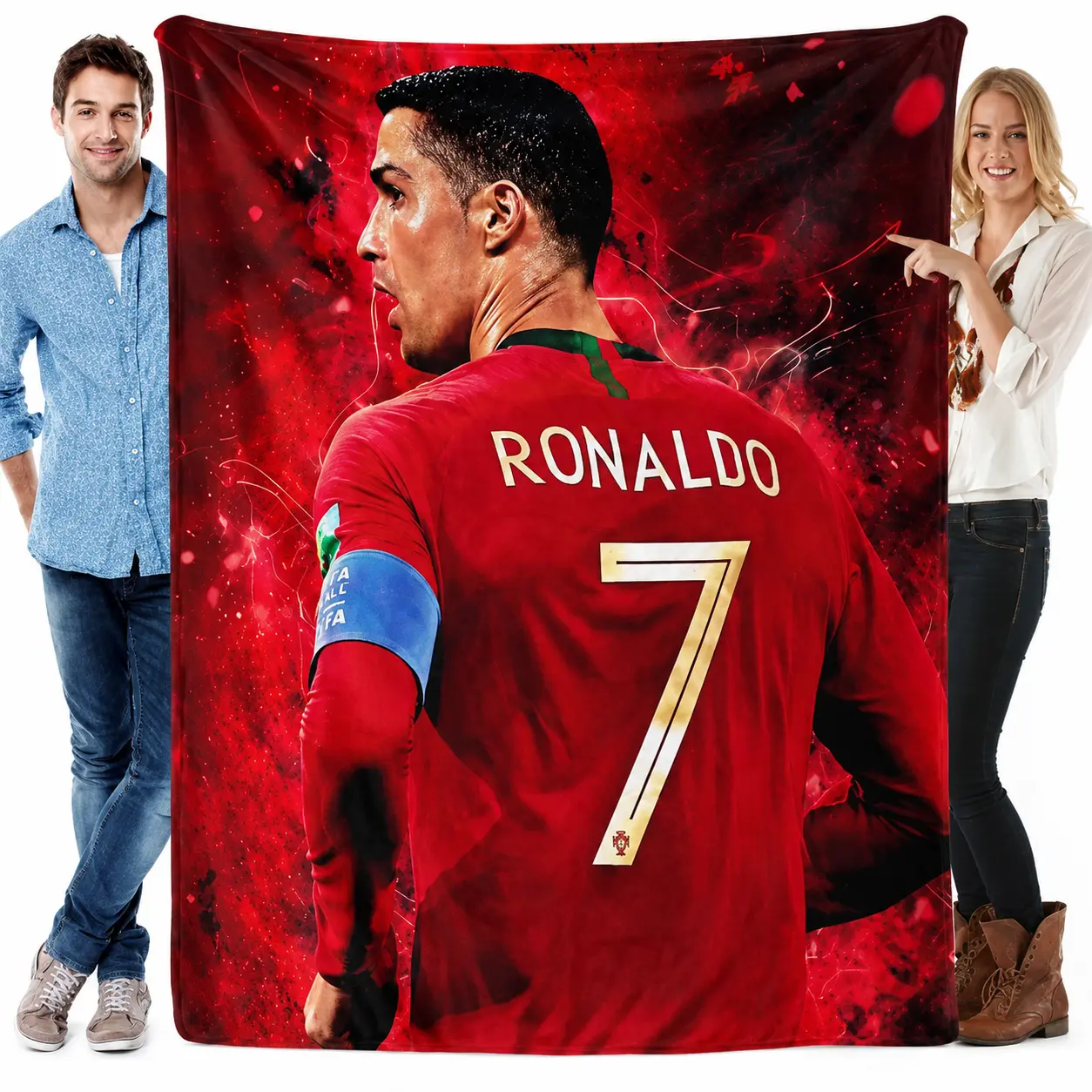 Ronaldo Pattern Blanket, Soft Comfortable Warm Throw Blanket, Flannel Cozy Blanket, Cool Bedroom Bedding Blankets, Air-conditioned Room Blanket, Warm Nap Blanket for Home Office Travel