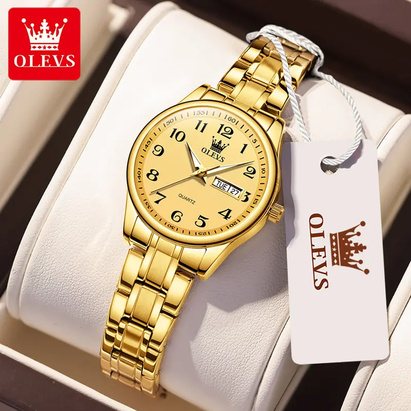 OLEVS Womens Watch Analog Wristwatch Stainless Steel Bracelet Classic Round Dial Luminous Hands Date Display Water Resistant Dress Watch Business Casual Fashion Watch Elegant Womens Timepiece Everyday Wear Birthday Anniversary Gift for Her Model 5567
