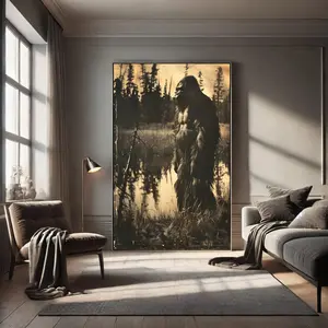 Bigfoot Wall Art Dark Vintage Photograph Cryptid Sasquatch Print Mystery Wall Art Bigfoot Lover Gift Monochrome Print, Room Decor, Unframed