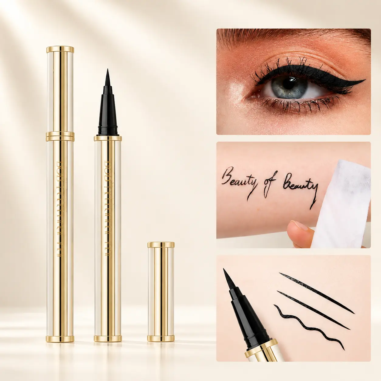 Women’s Waterproof Lambskin Cosmetic Eyeliner Pen - Smudge-Proof, Long-Lasting, Smooth Thick Tip Liquid Pen Eyeliner for Defined Eye Looks, Beginner-Friendly Daily Makeup Tool, Colored Eyeliner, Classic Ink Lipliner Easy To Draw Smooth Color Rendering