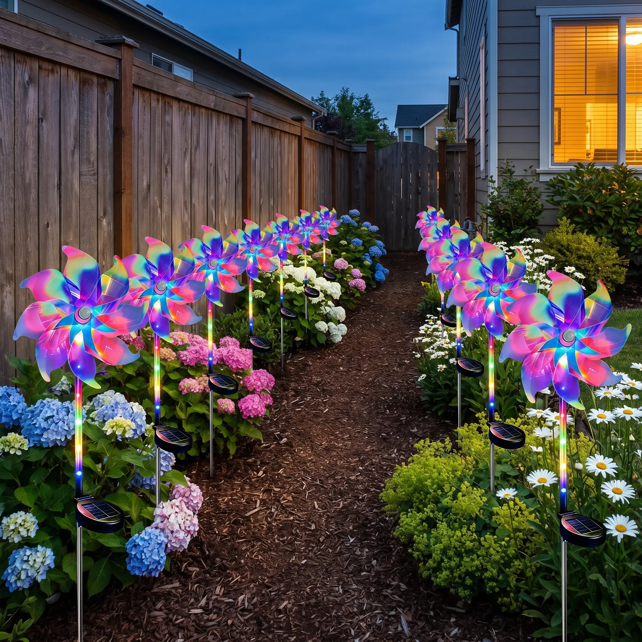 2/4-Pack Solar Rainbow Windmill Lights, Colorful LED Windmill Garden Stake Lights, 8 Lighting Modes, IPX4 Waterproof, Ideal for Outdoor Solar Garden Decor on Lawns, Pathways, Patios, and Flower Beds