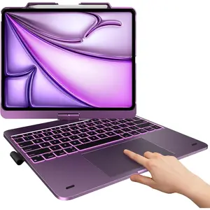 Keyboard Case for iPad Air 13-inch(M4/M3/M2, 2026/2025/2024), 360? Rotatable, Multi- Trackpad, 11-Color Backlit  Protective Case with Pencil Holder, Auto Sleep/Wake,