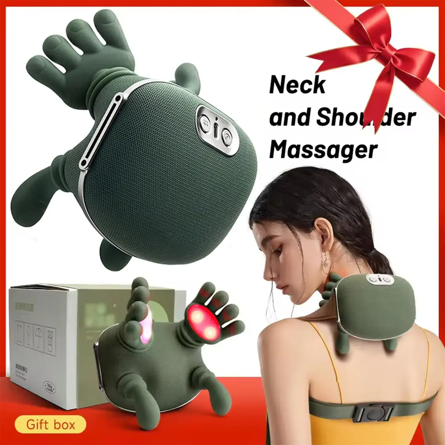 Sctselctus 4D Neck and Shoulder Heat Massager, Wireless Portable Neck Massager with Deep Tissue Massage Simulation, Relieves Muscle Tension and Pain, Handheld Shiatsu Massage Device with Heat Therapy, Ideal Gift for Men and Women