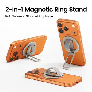 Lamicall MagFlex Magnetic Phone Ring & Foldable Stand – MagSafe Compatible Grip, Adjustable Kickstand, 360° Rotation, Desk Stand for iPhone 17/16/15/14/13