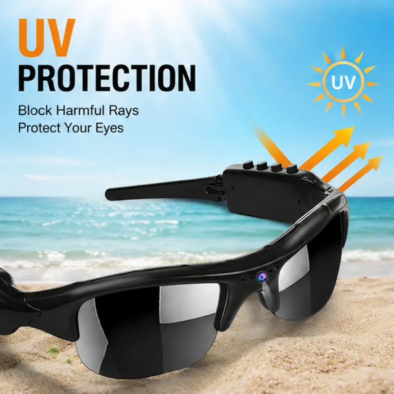 1080P WiFi Sports Camera Glasses -Hands-Free HD Video Sunglasses for Biking, Hiking & Driving, UV Protection, Sunglasses with Cameras