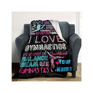 1pc Love Gymnastics Design Personalized Name Colorful Home Blanket - Soft & Comfortable Office Throw All Seasons, Gymnasts (T30), Birthday Mother's Day Size