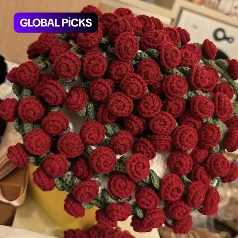 Rose Knitted Flower Bouquet Blanket, Cozy Blankets and Throws, Warm Soft Cozy Plush Decorative Blanket for Sofa or Bed, Valentine's Day and Mother's Day Heartwarming Blanket Gift, Lightweight Travel and Camping Blanket, Soft Fluffy Blanket #GLOBAL PICKS