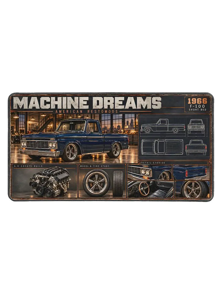 Machine Dreams // American Restomods — 1966 F-100 Short Bed Desk pad/Workbench Mat