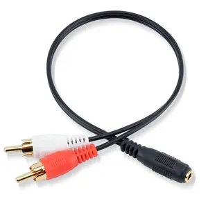 3.5mm Female to 2 RCA Splitter Male Stereo Audio Y Cable (1ft), Gold Plated Adapter with OFC Conductor & Dual Shielding, Compatible with Speakers, Home Theater, TV, Smartphone, MP3, Tablet