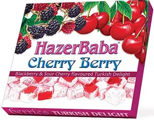 Hazer Baba Turkish Delight Candy, Gourmet Snacks Box Gift, Traditional, Pomegranate, Zereshk, Vegan Candy Lokum, Premium Quality Snacks Gift Box 8.8 Oz