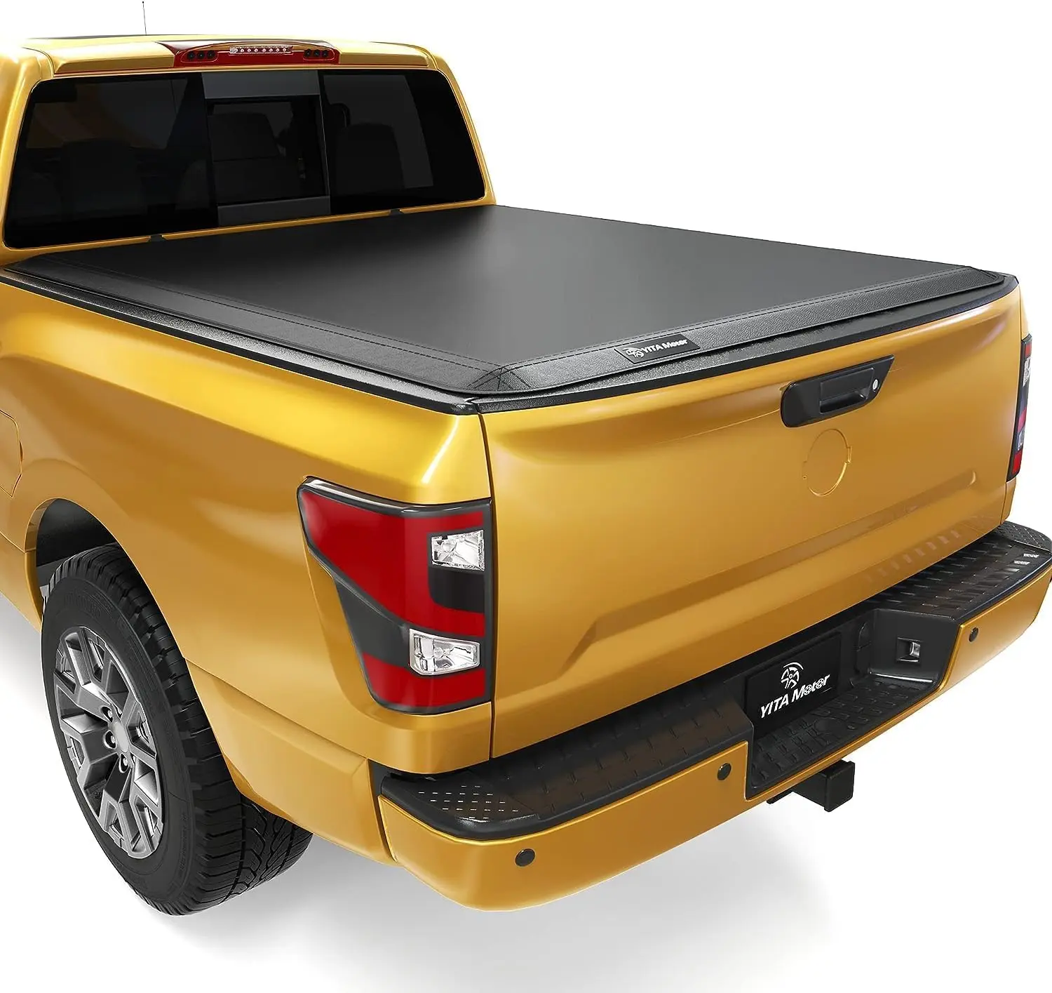 5.5 ft Bed Soft Tri-fold Truck Bed Tonneau Cover Compatible with 2004-2015 Nissan Titan with Utili-Track System, Fleetside w/o Titan Box