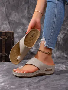 Summer New Solid Color Large Size Women's Wedge Sandals, Platform Open-Toed High Heels, Daily Casual Shoes, Comfortable and Lightweight Soft-Sole Mother Shoes
