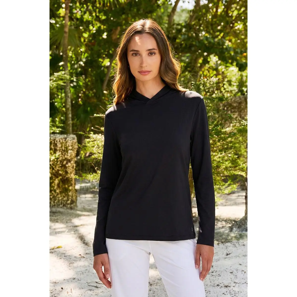 Morada | Women's Long Sleeve Hoodie Pima Sol | Black