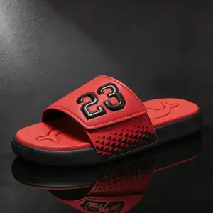 Men's Classic "Number 23" Sports Slides | Legendary Basketball Style Sandals | Athletic Recovery Slippers for Gym & Beach | Non-Slip Comfortable Summer Kicks,summervibes