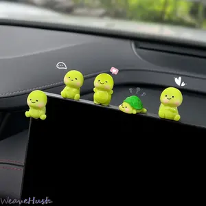 5Pcs Cute Mini Turtle Car Ornaments, Adorable Decompression Dashboard Decor for Cars & Electric Vehicles, Lovely Cartoon Auto Center Console Figurine, Sweet Personality Jewelry Ornament for Vehicle Interior, Perfect Tiny Decor to Add Fun & Charm for Cars,