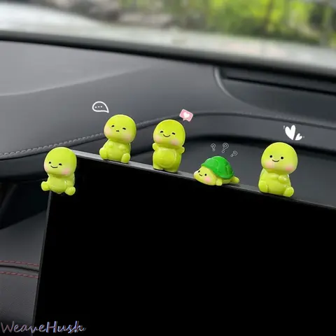 5Pcs Cute Mini Turtle Cars Accessories - Decompression Dashboard Decor, Cartoon Auto Center Console Figurine, Personality Vehicle Interior Ornament for Cars & Electric Vehicles (Sports & Outdoor Leisure Use)