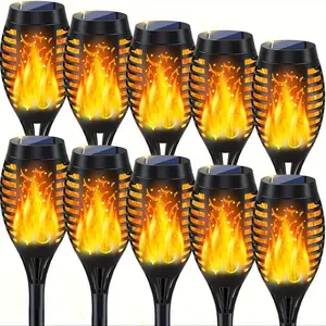 Solar Garden Decor Torch Lights, 12-Piece Solar Outdoor Light Set, Pathway & Courtyard Decorative Flame Torches, Holiday Decorations for Thanksgiving, Christmas, Easter, 4/12-Piece Sets
