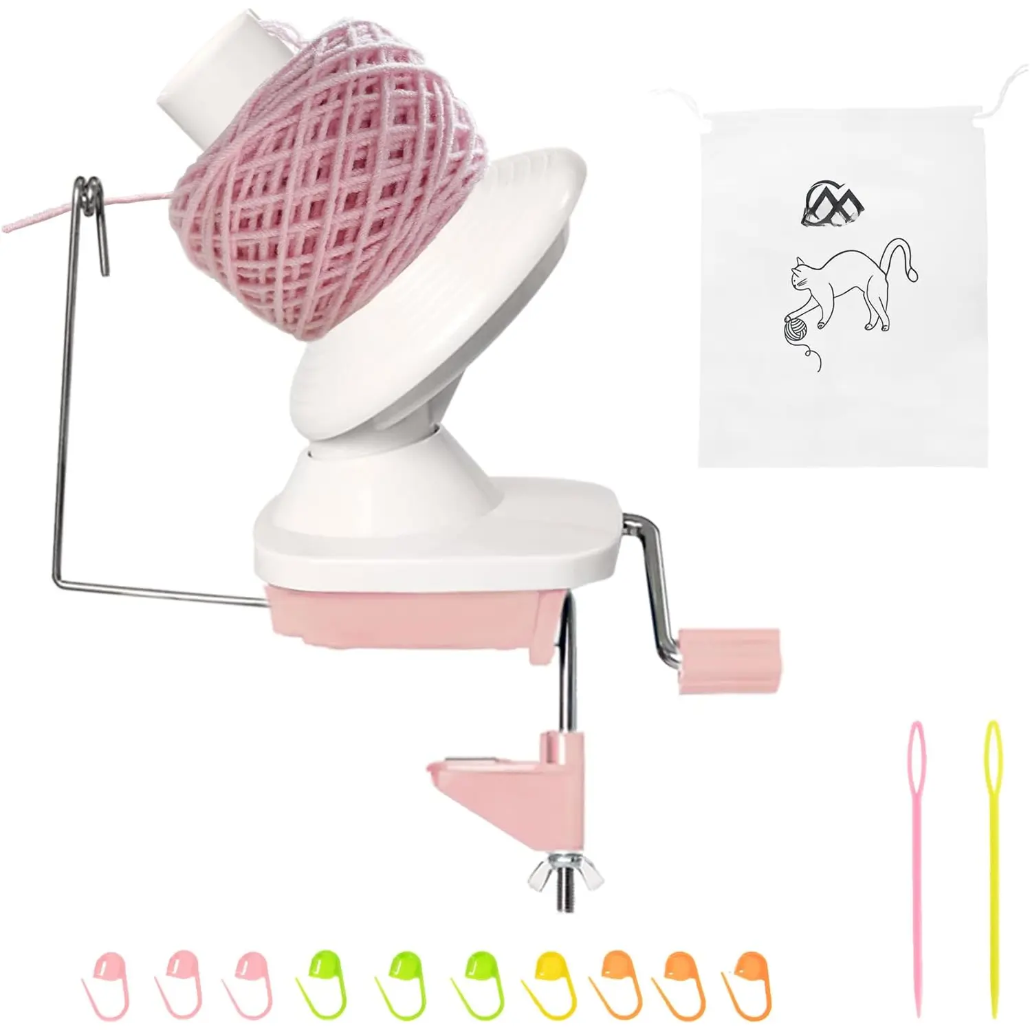 Yarn Winder Hand Operated Yarn Winder for Crocheting Manual  Winder Holder for Fiber and String Balls ()