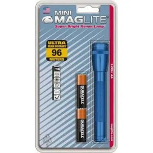 Maglite Mini Flashlight - Krypton Bulb, 14 Lumens, Blue Aluminum Body, Portable Lighting, 2 AA Alkaline Batteries Included (M2A116)
