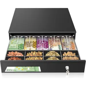 16.4"  Drawer with Media Slot, POS  Register with 5 Bill 8  Slots, RJ11/RJ12 Printer-Driven, 3-Position Key Lock, Heavy-Duty Steel  Register for for Small Businesses
