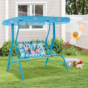 Costzon All-Weather kids Patio Swing,  2-Seater Porch Swing Lounge Chair Hammock w/Removable Canopy, Outdoor Swing Bench mothersdaygift