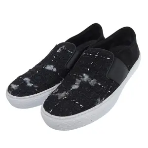 Pre-owned CHANEL Others Small Leather Goods Slip on Tweed Shoes
