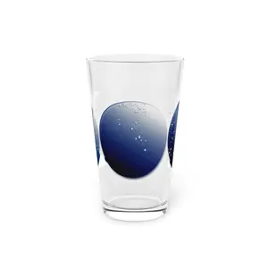 Celestial Pint Glass, 16oz, Cosmic Drinkware for Stargazers, Blue Moon Design, Perfect for Parties, Gifts for Astrology Lovers