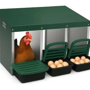 Chicken Nesting Box 3 Compartments Metal Chicken Nesting Box for Laying Eggs Roll Out Design Laying Box for Easy Egg Collection in Chicken Coop