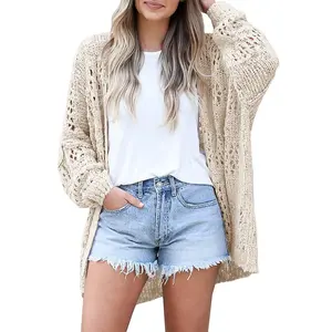 Women Tops Crochet Cardigan Long Sleeve Light Loose Sweater Tops Autumn and Winter Sweater