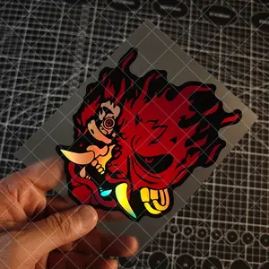 1PC Cyberpunk 2077 car sticker - reflective holographic red and black flame decoration - suitable for cars, motorcycles, laptops, PC cases - official game theme decoration, motorcycle sticker with high gloss texture Decals Stickers