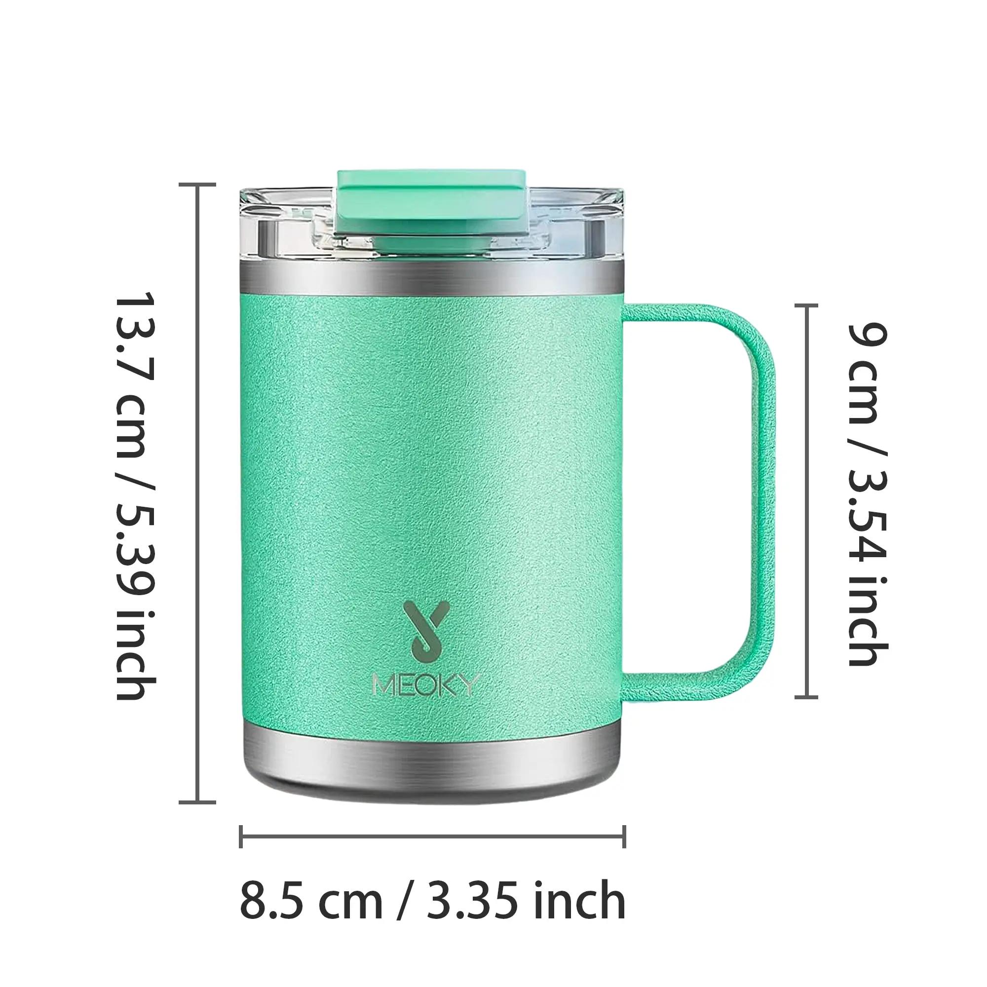 Meoky 14oz Insulated Coffee Mug:Stainless steel body with Tritan lid, double-walled vacuum cup,hot water mug suitable for indoor and office use