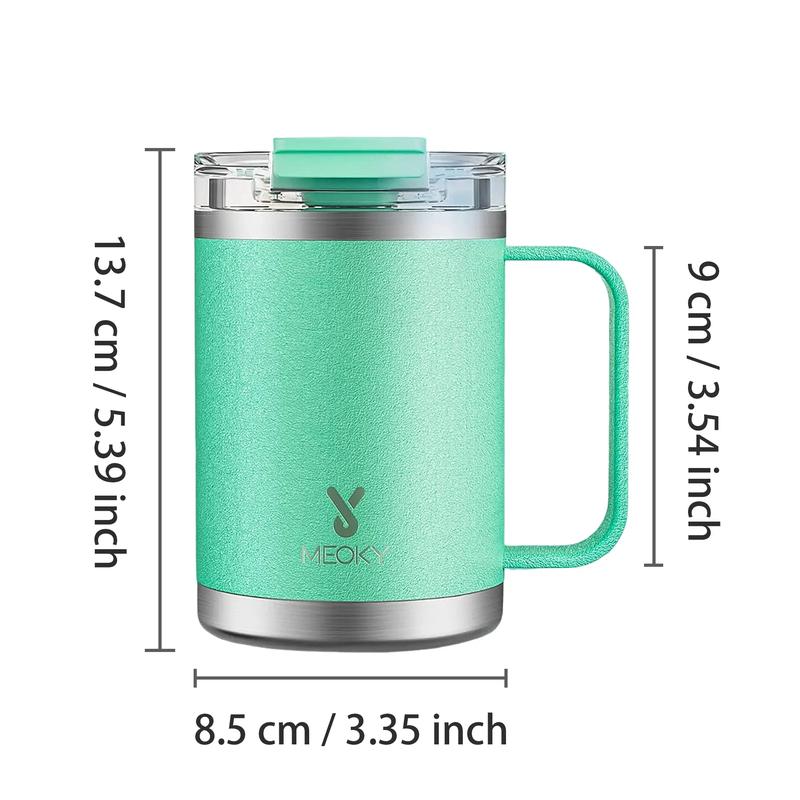 Meoky 14oz Insulated Coffee Mug:Stainless steel body with Tritan lid, double-walled vacuum cup,hot water mug suitable for indoor and office use,Valentine's Day gift.