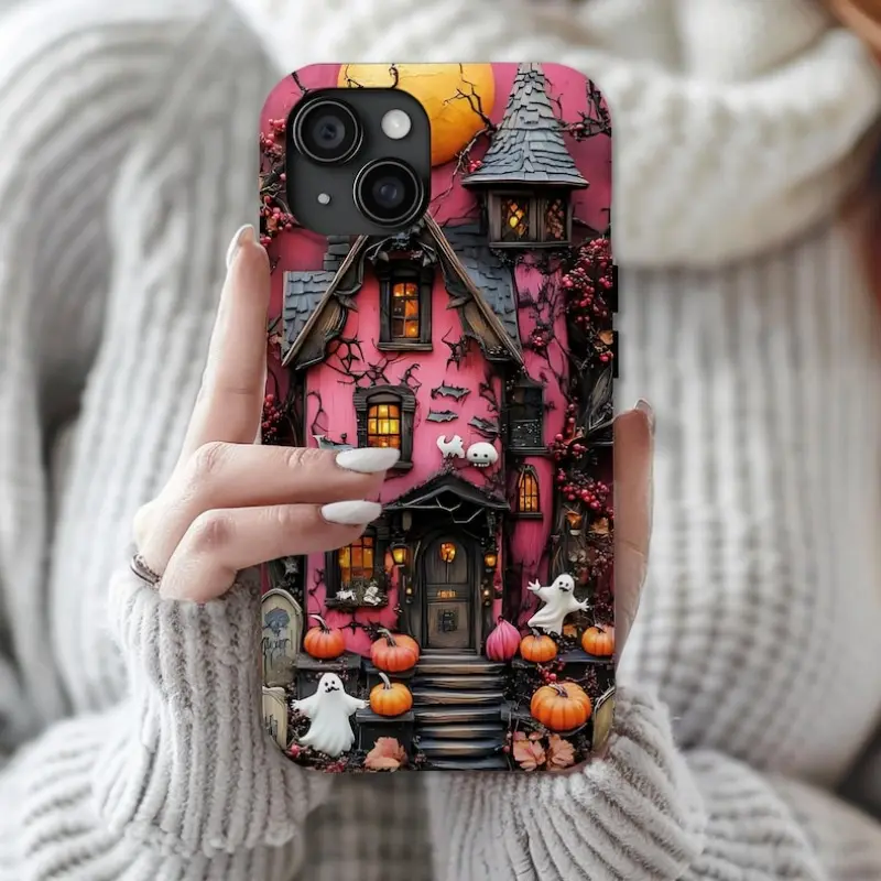 Horror Haunted House Two-In-One Phone Case, Protective Cover for iPhone 11-17 Pro Max & Samsung Galaxy S23-S25 Series