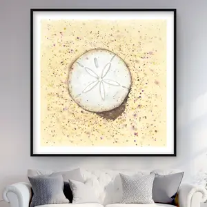 Begin Home Decor C1FM4848ORCHWD 48 x 48 in. Sand-Dollar Coastal Bathroom Print Wall Art - Framed Matted Art Decor