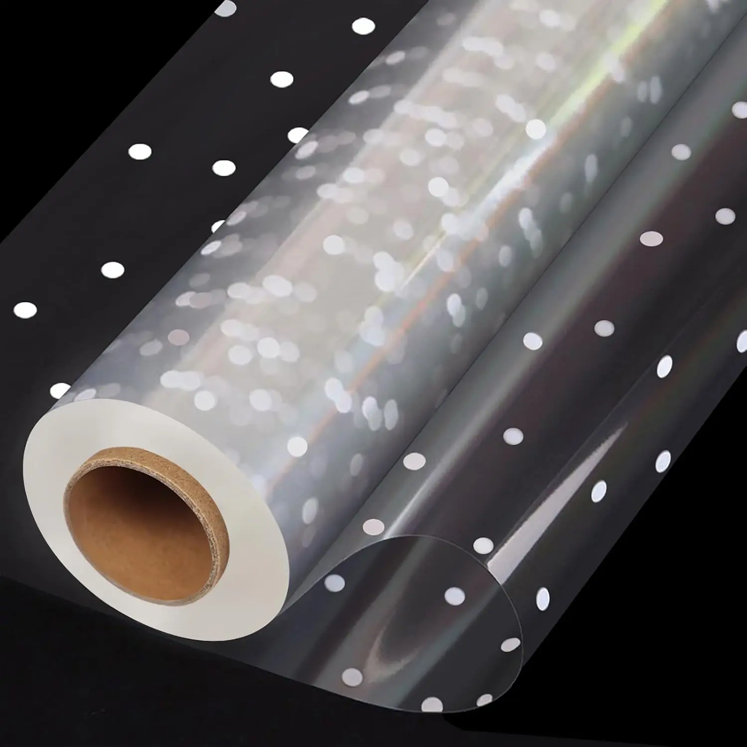 100 ftx34 in Extra Wide Clear Cellophane Wrap Roll with Irregular White Dot, Transparent Thicker Cellophane Roll,  Baskets Wrap Cellophane Film for , Gifts, Holiday, Christmas Wrapping
