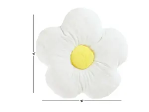 White Faux Fur Flower Decorative Pillow - Spot-Clean - 16" H